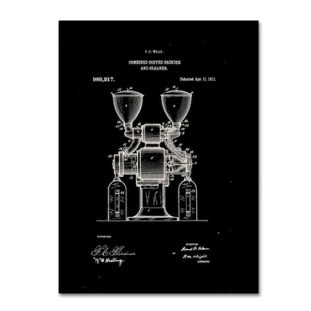 Claire Doherty 'Coffee Grinder Patent 1911 Black' Canvas Art,14x19